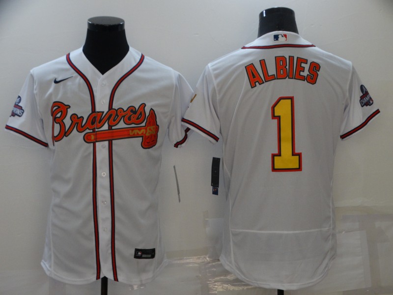 2021 Men Atlanta Braves #1 Albies white game MLB Jersey